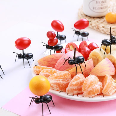 12Pc kitchen gadgets mini ant fruit fork plastic fruit decoration