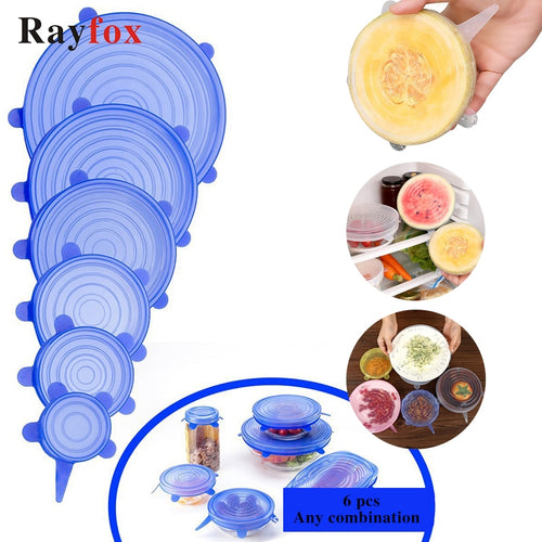 Kitchen Accessories Gadgets Silicone Food Lid 6pcs/set Stretch