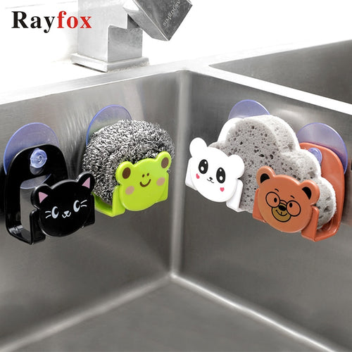 Lovely Kitchen Accessories Organizer Tools Cartoon Sponge Rag Storage Rack Home Decoration Kitchen Supplies Gadget Goods